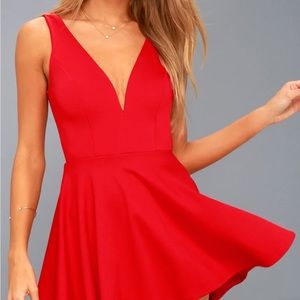 LuLus Red deep V dress